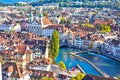 City of Luzern and Reuss river panoramic view
