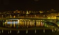 City of Lyon France waterscape by night Royalty Free Stock Photo