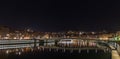 City of Lyon waterscape by night Royalty Free Stock Photo