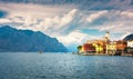 City of Malcesine. Ancient tower and fortress in the old town of Malcesine on Lake Garda, Veneto region, Italy. Royalty Free Stock Photo