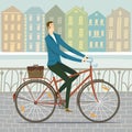 City man cyclist illustration