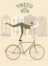 City man cyclist Tweed Run illustration