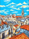 A City With Many Roofs - over the roofs of paris Royalty Free Stock Photo