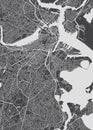 City map Boston, monochrome detailed plan, vector illustration Royalty Free Stock Photo