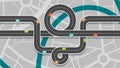 City map with cars - top view roads and streets in town