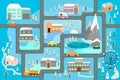 City map for children. Snowy city landscape, car track - play mat. Royalty Free Stock Photo