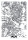 City map Dallas, travel vector poster design