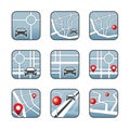 City map with GPS icons Royalty Free Stock Photo