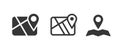 City map icon pin pointer vector pictogram simple minimal graphic illustration set, street road navigation web sign symbol line
