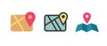 City map icon vector, road paper pin pointer gps marker pointer simple minimal graphic illustration set, navigation street web