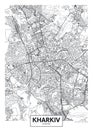 City map Kharkiv, travel vector poster design