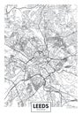 City map Leeds, travel vector poster design