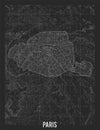 City map of Paris. Vector elevation map of town. Generated conceptual surface relief map. Detailed geographic elegant Royalty Free Stock Photo