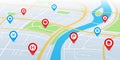 City map in perspective. Gps navigation route with pointers and pins. Infrastructure, town geo locations vector concept. Royalty Free Stock Photo