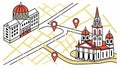 City map pin icons, location markers, and urban navigation vector design Generative AI