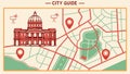 City map and pin, location guide, urban navigation vector design Generative AI