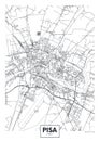 City map Pisa, travel vector poster design