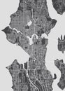 City map Seattle, monochrome detailed plan, vector illustration Royalty Free Stock Photo