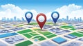 Location Pointers on a City Map, Navigation and Discovery Concept Royalty Free Stock Photo