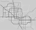 City map - town streets on the plan. Monochrome line map of the scheme of road. Vector