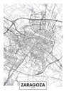 City map Zaragoza, travel vector poster design Royalty Free Stock Photo