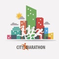 City marathon stylized vector background