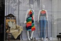 Mannequin and reflections in the window of the clothing store in Brazil, South America,