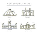 City Master - A Set of Key Metro Indian Cities - Icon Illustration