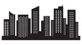 City megalopolis simple. Silhouette in black color on white background. Vector illustration Royalty Free Stock Photo