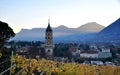 city of Merano in alto Adige  South Tyrol   Italy with vineyards Royalty Free Stock Photo