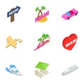 City Miami icons set, isometric 3d style