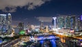 City Miami night lights aerial drone photo