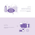 City Monitoring And CCTV Concept Template Web Banner With Copy Space