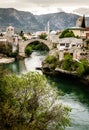 City of Mostar and Neretva River Royalty Free Stock Photo