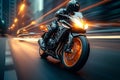 City motion Motorcycle on the road with dynamic speed light