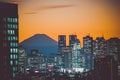 City and Mount Fuji which is visible from the Bunkyo Civic Center Royalty Free Stock Photo