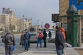 The city in movÃÂµ, passersby on street waiting