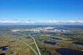 The city of Nadym tundra in the summer among the swamps of North Siberia in Russia