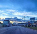 The city of Nakhonsawan,  slow life and sunset in the central of Thailand Royalty Free Stock Photo