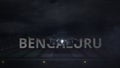 Plane taking off from the airport and BENGALURU city name. 3d rendering