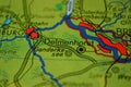 The city name DELMENHORST, Germany , on the map