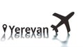 Plane icon and Yerevan city name, air travel concept