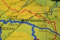 The city name WITTENBERG on the map Royalty Free Stock Photo