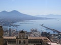 The city of Naples from above. Napoli. Italy. Vesuvio volcano behind. Royalty Free Stock Photo