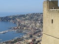 The city of Naples from above. Napoli. Italy. Vesuvius volcano behind. Royalty Free Stock Photo