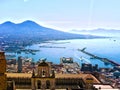 The city of Naples from above. Napoli. Italy. Vesuvius volcano behind.Orthodox church infront. Royalty Free Stock Photo