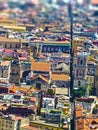 The city of Naples from above. Napoli. Italy. Vesuvius volcano behind.Orthodox church cross and the moon. Royalty Free Stock Photo