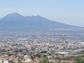 The city of Naples from above. Napoli. Italy. Vesuvius volcano behind.Orthodox church cross and the moon. Royalty Free Stock Photo