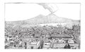 City of Naples, in Campania, Italy, vintage engraving