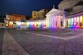 City of Naples, Piazza Plebiscito at night, gay pride Royalty Free Stock Photo
